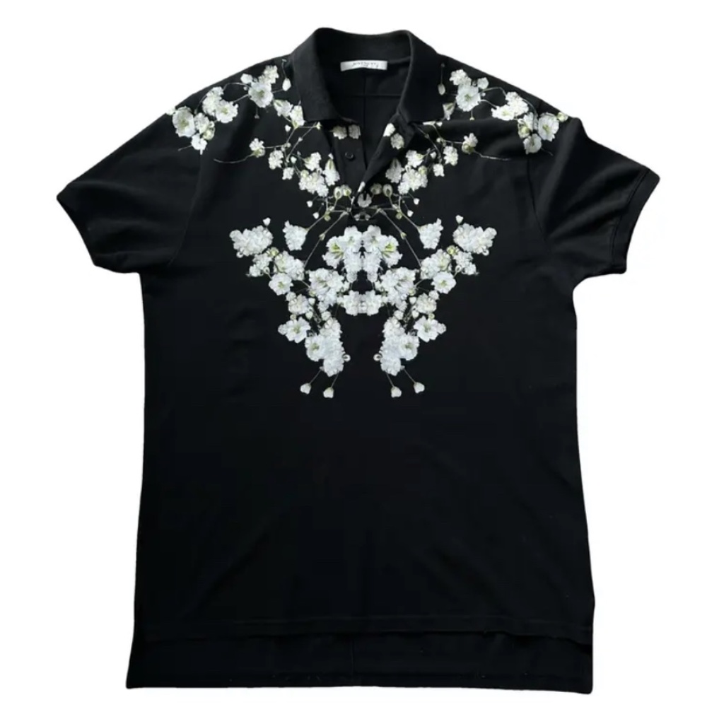 Givenchy Men's Black Floral Polo XL